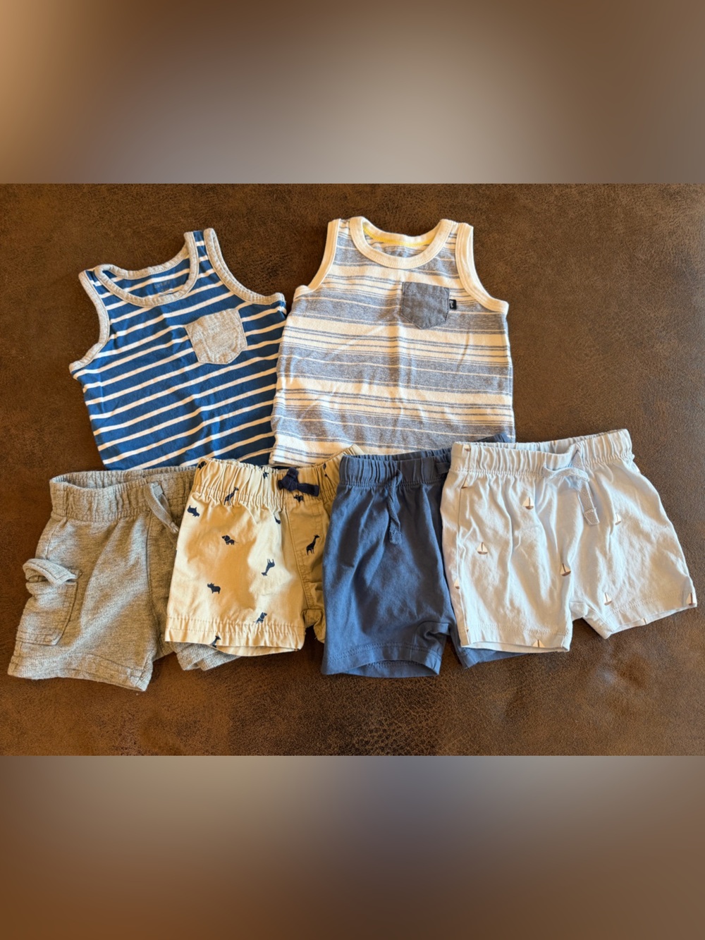 0-3 Month Summer Baby Boy Bundle (2 Tanks & 4 Shorts)